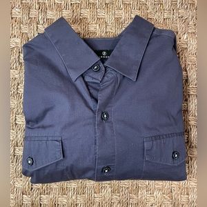 7 Diamonds Men’s Dark Blue Bottom Up Shirt
